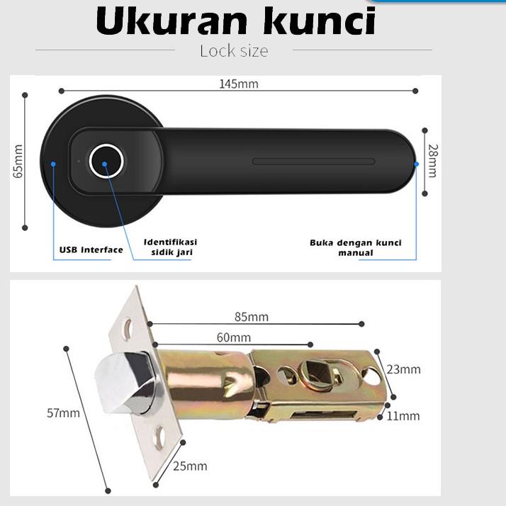 Special Price.. Kadonio Kunci Pintu rumah Elektronik Fingerprint Handle USB charge kunci pintu sidik
