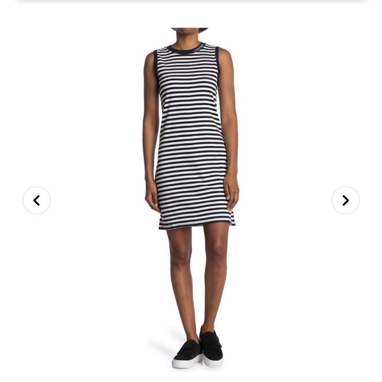 Calvin klein logo neck striped T-shirt dress