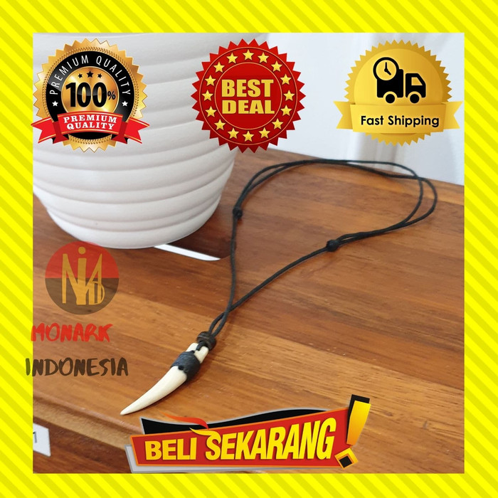 KALUNG PRIA TARING MACAN HARIMAU TULANG KAYU TALI PREMIUM ORIGINAL K45