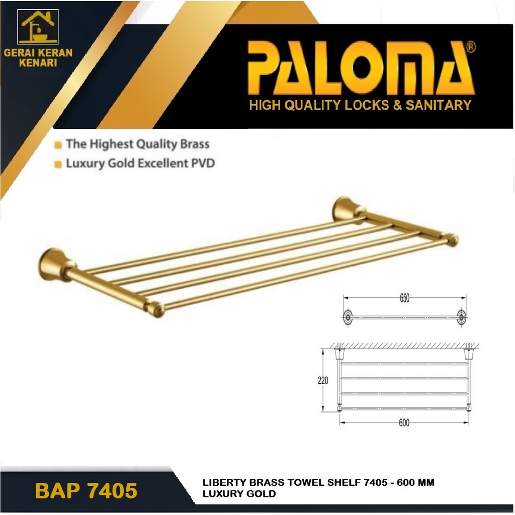 PALOMA BAP 7405 Gantungan Rak Handuk Towel Shelf Luxury GOLD BRASS