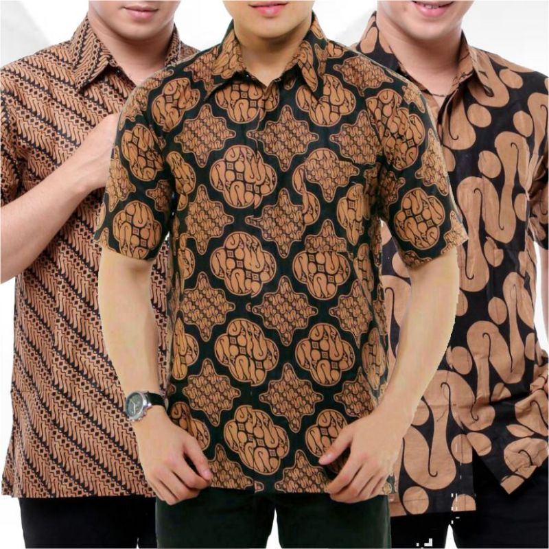 (COD) Dress Brokat Bunga Zigzag Lawasan BestSeller Seragam Batik Kantoran Baju Kondangan dress batik-Kemeja motif acak
