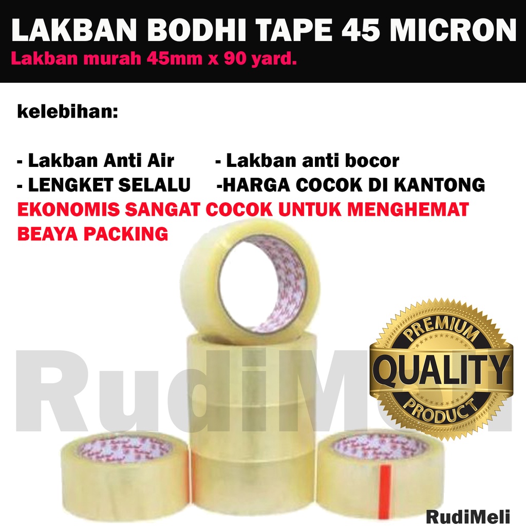 (HARGA PER DUS)LAKBAN TEBAL /ISOLASI BENING COKLAT BODHI TAPE UK 2INCH (45 MM X 90 YARD)-LAKBAN MURAH UNTUK PACKING