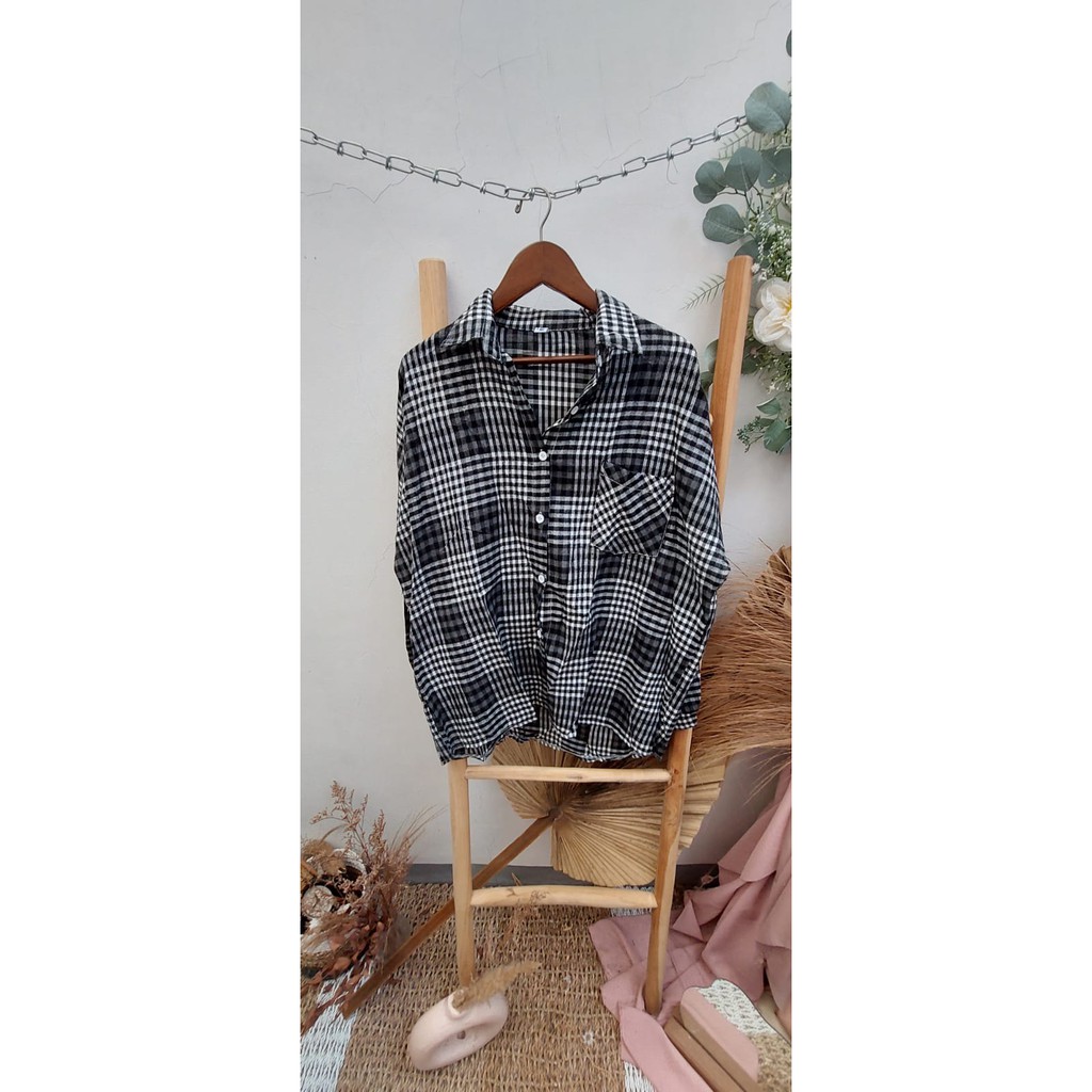 ICHI FLANEL / koreans style / kemeja flanel wanita / kemeja square terbaru / kemeja flanel termurah / ootd hijab-denimmocca