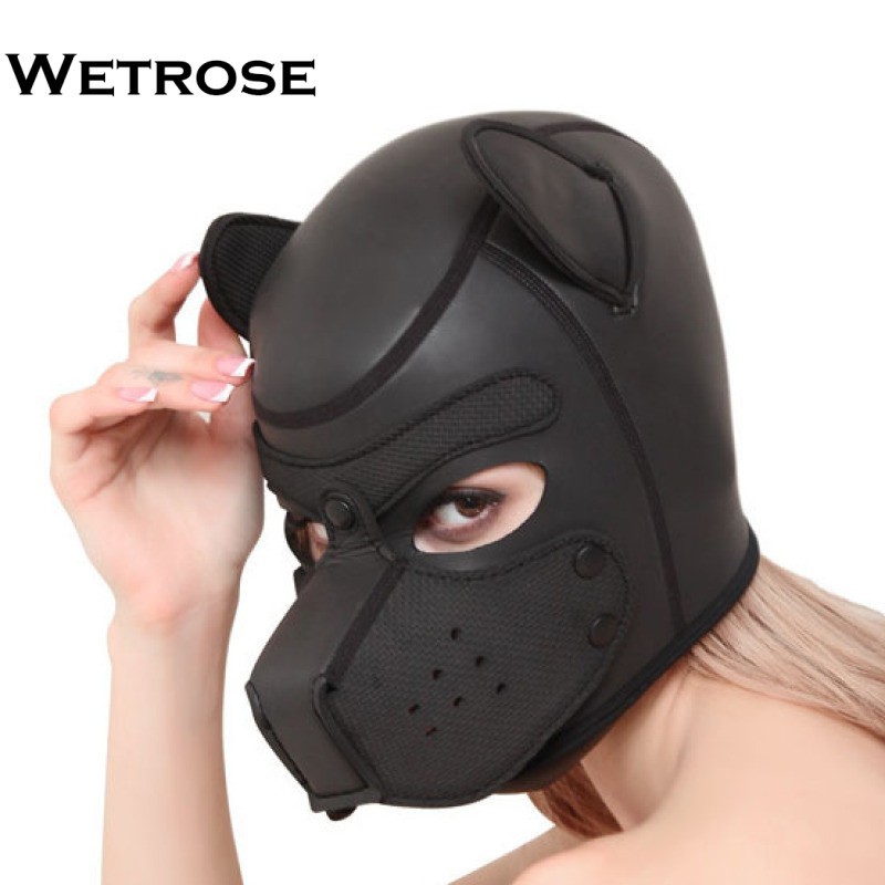 【Wetrose】 Halloween Helm Anjing Bahan Kulit Untuk Cosplay Costume Dog Head Leather Night Club K9