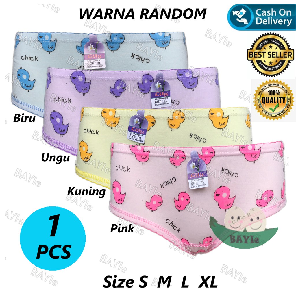 BAYIe - 1 PCS Celana Dalam / CD Anak Perempuan  Motif CHICK LILY Size S, M, L, XL / CD anak cewek