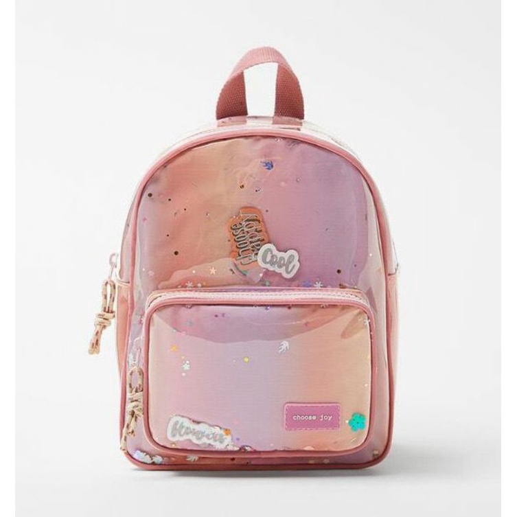 Tas Anak Perempuan Zara Ransel Transparan Pink Tas Anak TK Paud