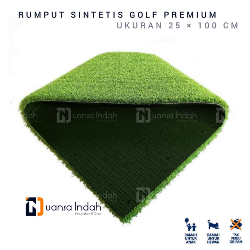 rumput sintetis type golf premium ukuran 25x100 cm