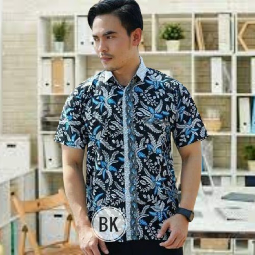 BISA COD HEM BATIK MURAH BAJU KEMEJA BATIK PRIA COWOK LENGAN PENDEK BAJU BATIK PRIA KEKINIAN