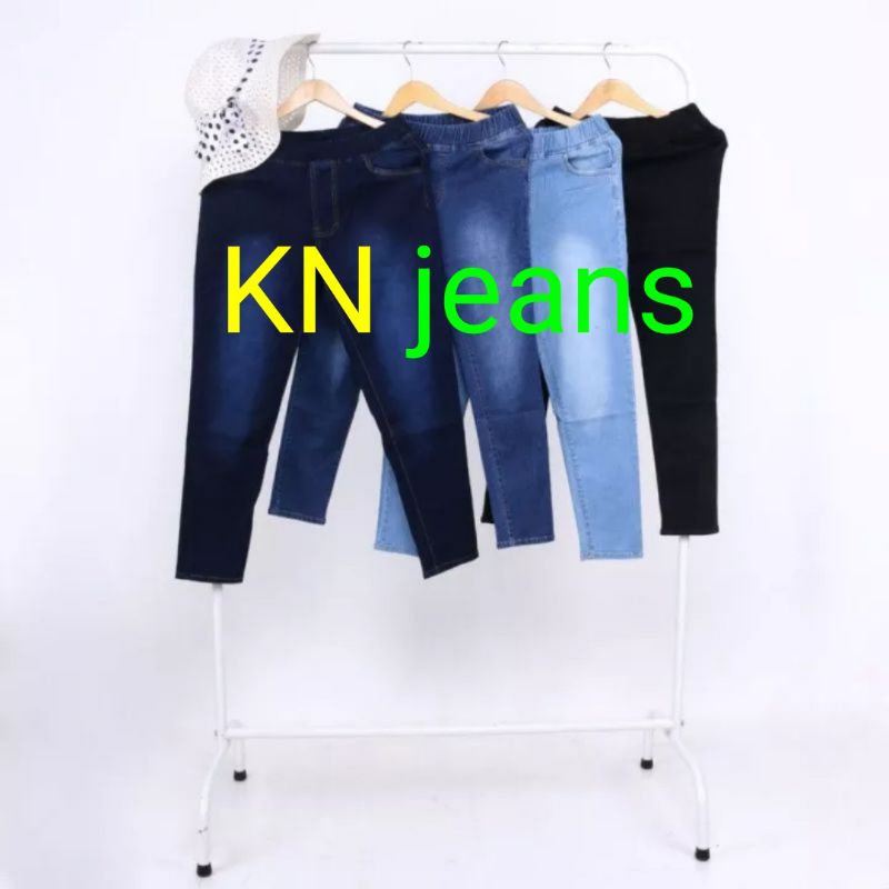 celana jeans pinggang karet lejing slim/ngaret/street