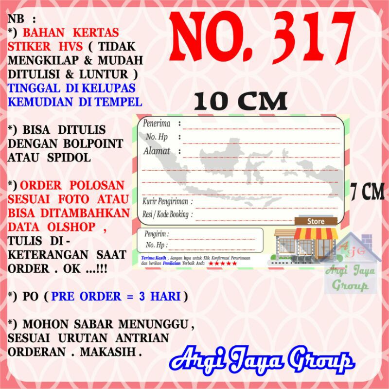 

Stiker HVS - Stiker Pengiriman - Sticker Alamat Olshop Murah Nomer 317-10x7cm
