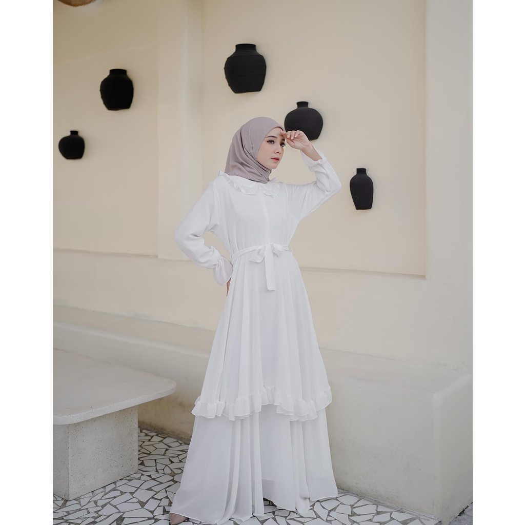 Azalea Dress / Gamis Ceruty / Gamis Putih / Dress Premium / Gamis Ceruty Premium
