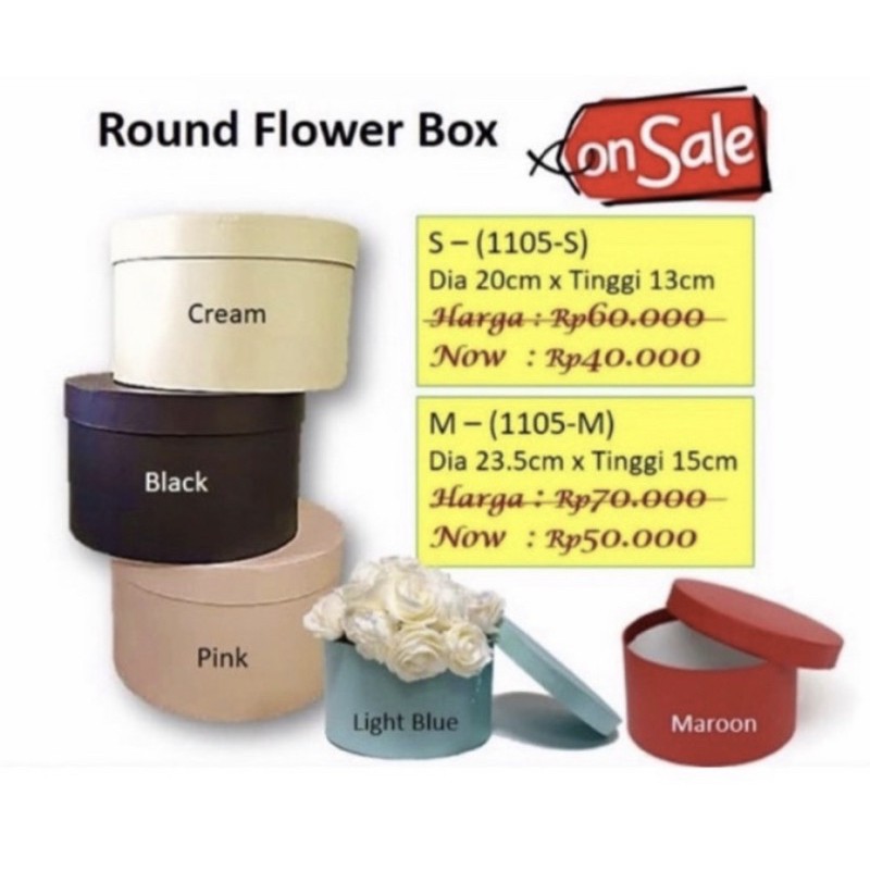 

Round Flower Box 1105M Hardbox Bulat Bloom Box Bunga Box Florist Kotak bunga bulat