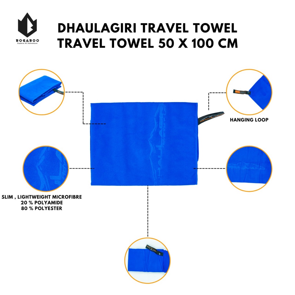 HANDUK MICROFIBRE DHAULAGIRI 60 x 120 cm - TAVEL TOWEL DHAULAGIRI - HANDUK ANTI BACTERIAL - TRAVEL TOWEL OUTDOOR - HANDUK MANDI -TRAVEL TOWEL DHAULAGIRI