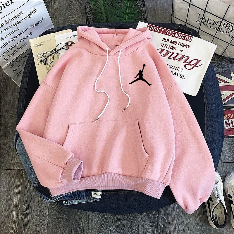 Hoodie Jordan Pria Wanita Basic Bahan Fleece ori Tidak nerwang Gramasi 240