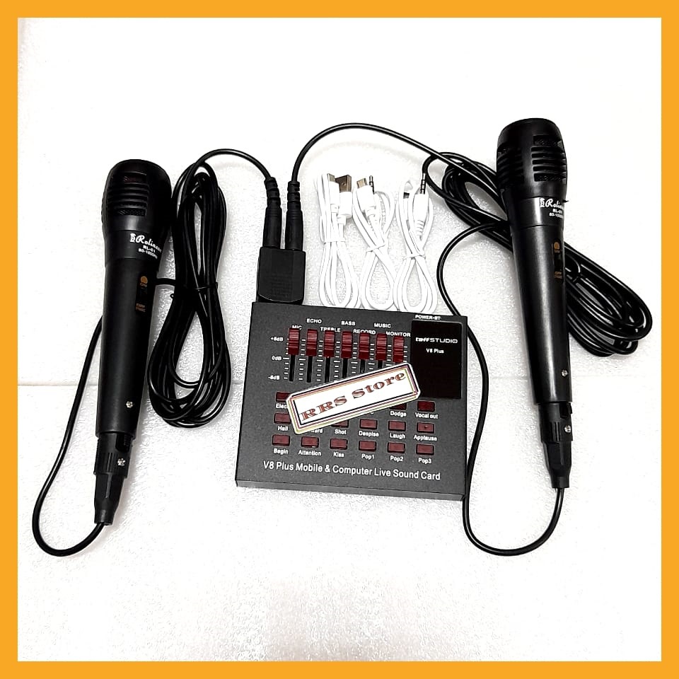 paket Live Mixer Audio USB External Soundcard Broadcast Microphone V8 - V8bluetooth Sound card V8 Mixer Bluetooth SoundCard V8 Audio USB External Soundcard soundcard V8 Audio untuk HP PC Mac Live Broadcast Karaoke Smule WeSing V8S V8 PLUS