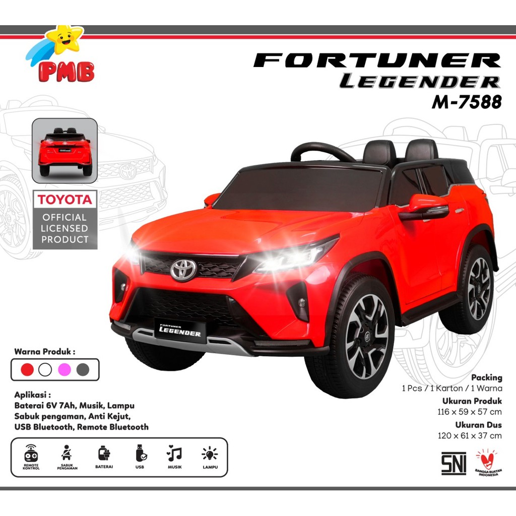Khusus Kargo Mobil Aki Anak Mainan Anak TOYOTA PMB FORTUNER LEGENDER M7588-1