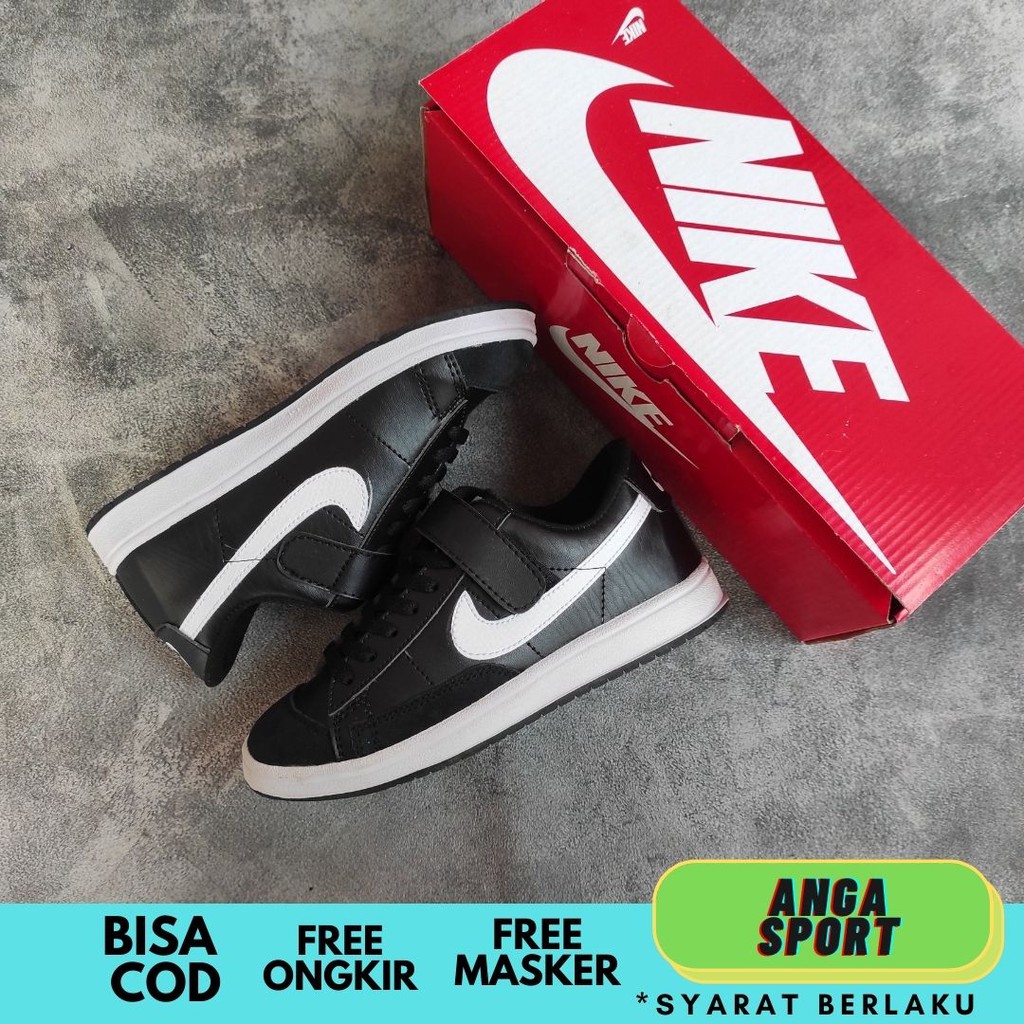 SEPATU ANAK NIKE BLAZER 77 HITAM PUTIH LOW LAKI LAKI PEREMPUAN USIA 1 2 3 4 5 6 7 TAHUN IMPORT / SEPATU KIDS SEKOLAH TK/SD TERMURAH