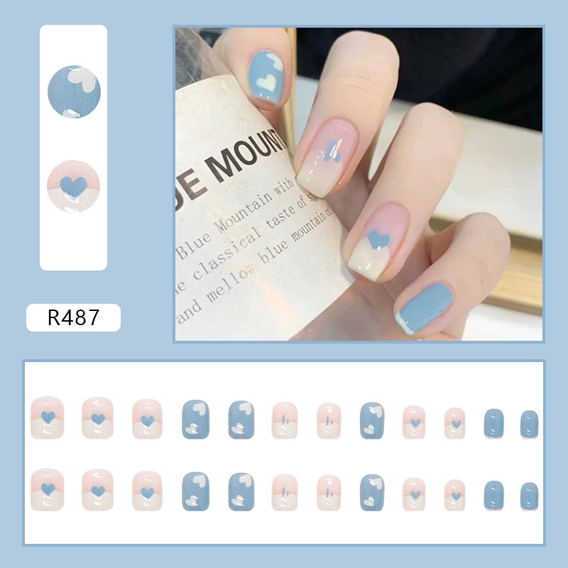 R481-r500 24pcs / box Kuku Palsu Full Cover Untuk Nail Art