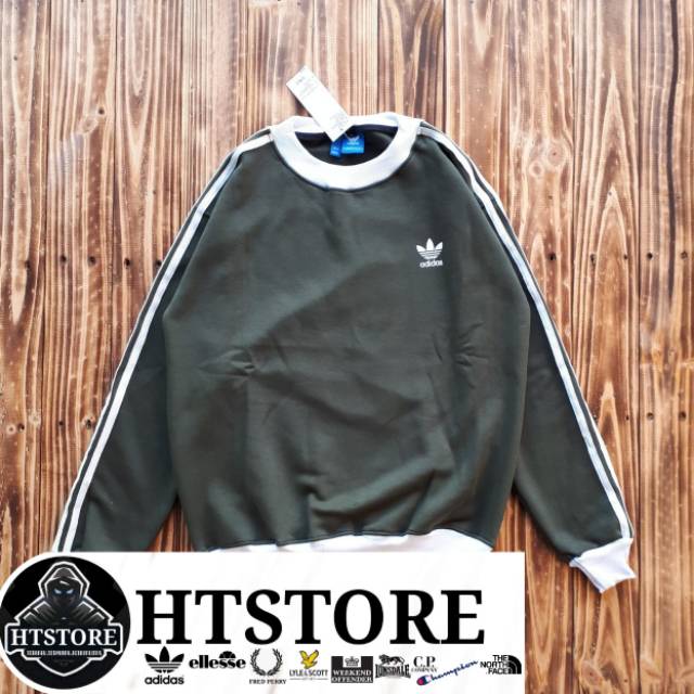 JAKET SWEATER CN ADIDAS STRIP PUTIH