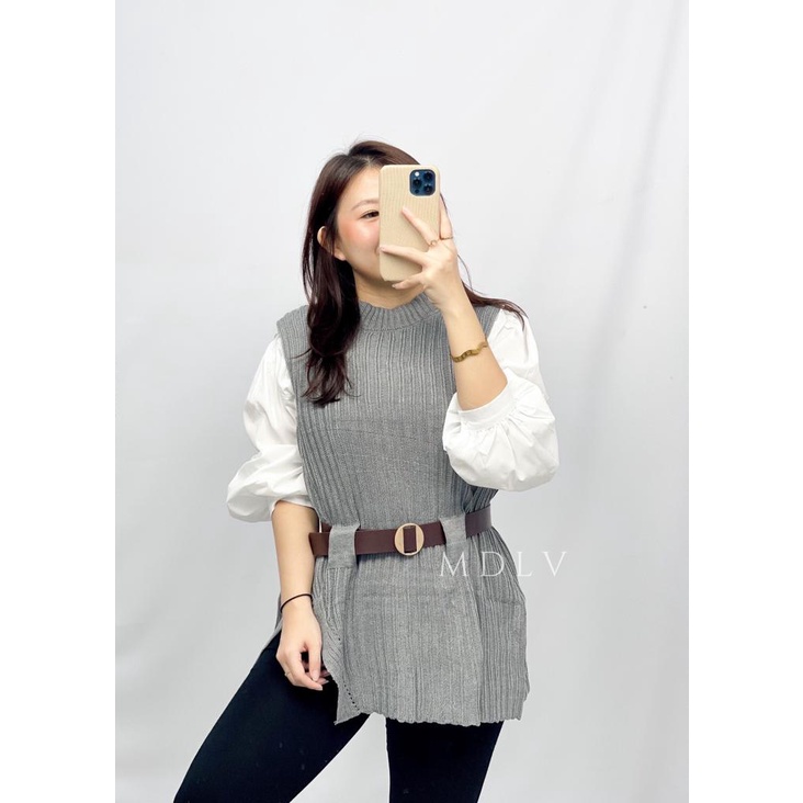 MDLV ~ F127 Amanda Knit Vest Knit Outer Premium Vest Outer Import Atasan Rajut Atasan Premium Fashion Import