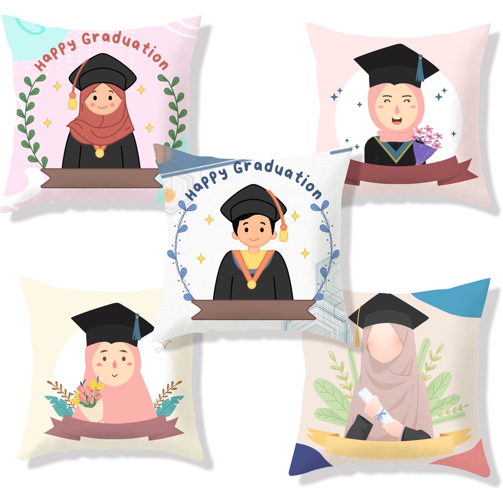 Bantal Graduation Cewek 30x30 cm Part 1 #GDP 001-010 / Bantal Wisuda