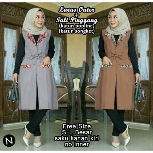 laras outer/cardigan muslim/outer muslim/coat muslim/baju muslim