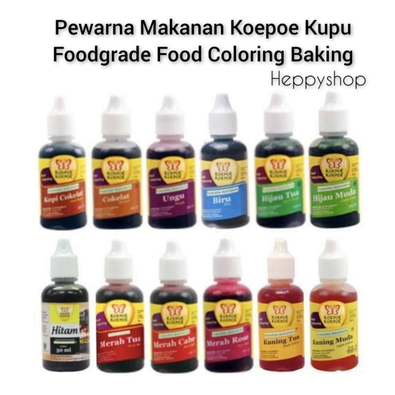

Pewarna Makanan Koepoe Kupu Foodgrade Food Coloring Baking 30ml