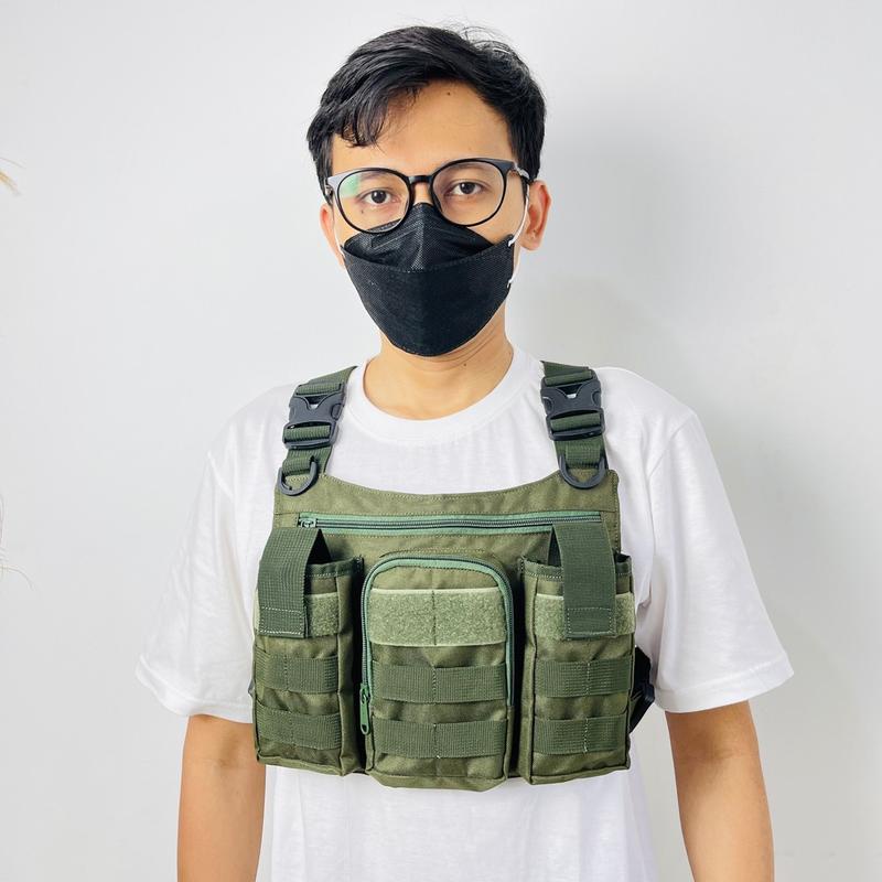 Tas Dada Pria Green Army Three Pocket