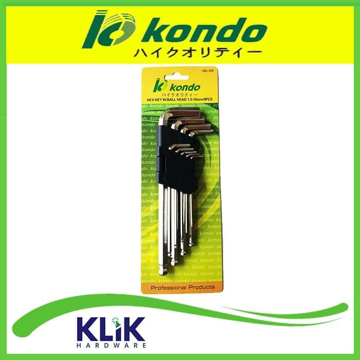 Kondo Kunci L Ballpoint Long Set 9 Pcs 1.5 - 10 mm Panjang