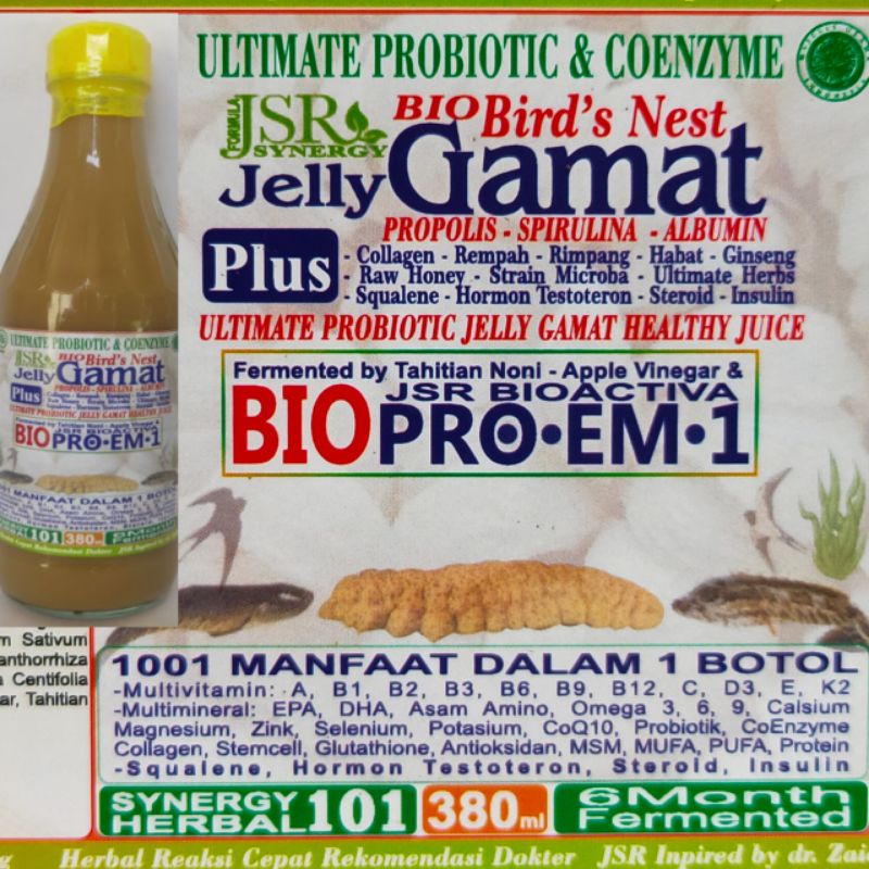 JSR BIO PROBIOTIK JELLY JELI GAMAT PROPOLIS SARANG WALET SPIRULINA ALBUMIN RIMPANG REMPAH