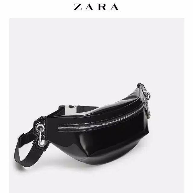 zara faux patent leather belt bag 