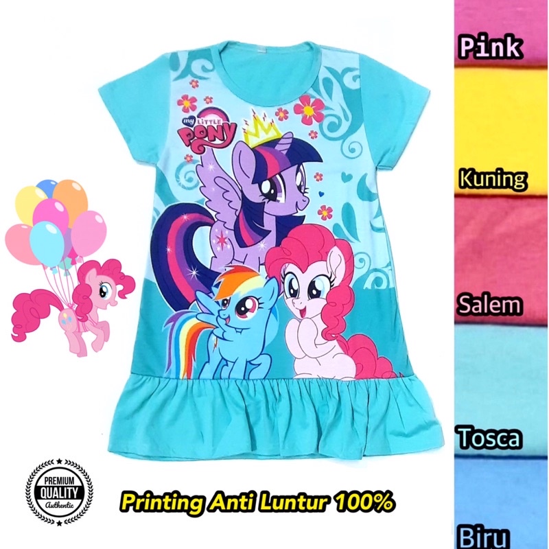 COCO BEST MEGA SALE 1.1 DRESS DASTER PRINTING DA DEDINA MOTIF LITTLE PONY KARTUN LUCU 2 3 4 5 6 7 8 