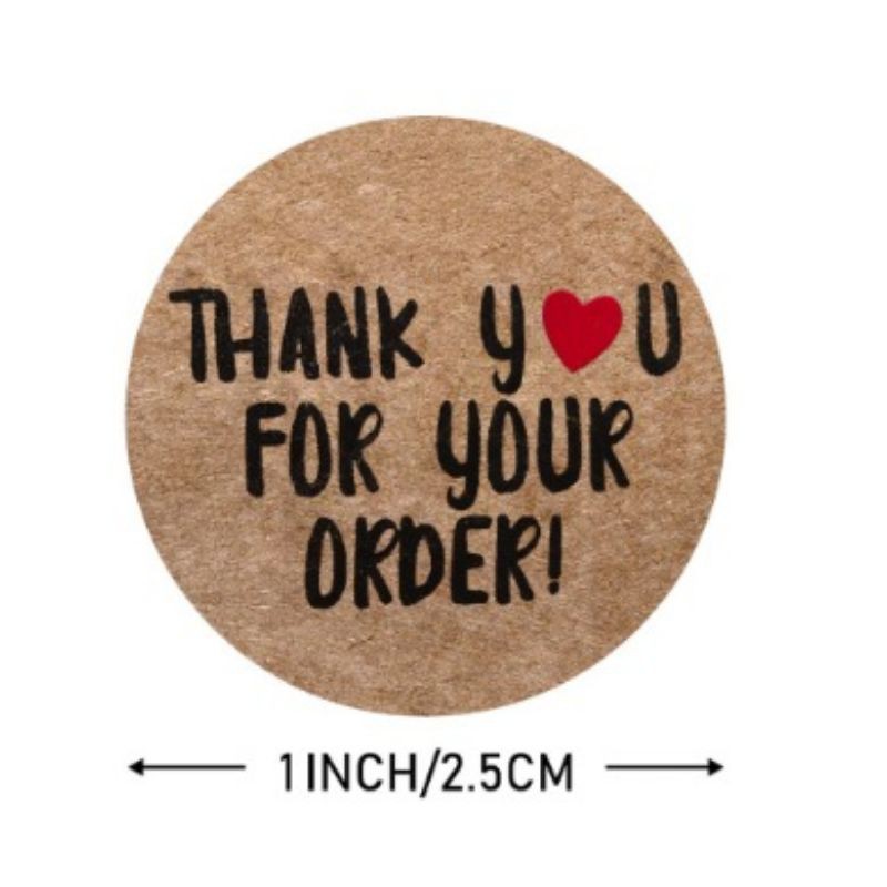 Stiker Label Thank You 2.5cm / 1inch per roll =500pcs Thank You Sticker