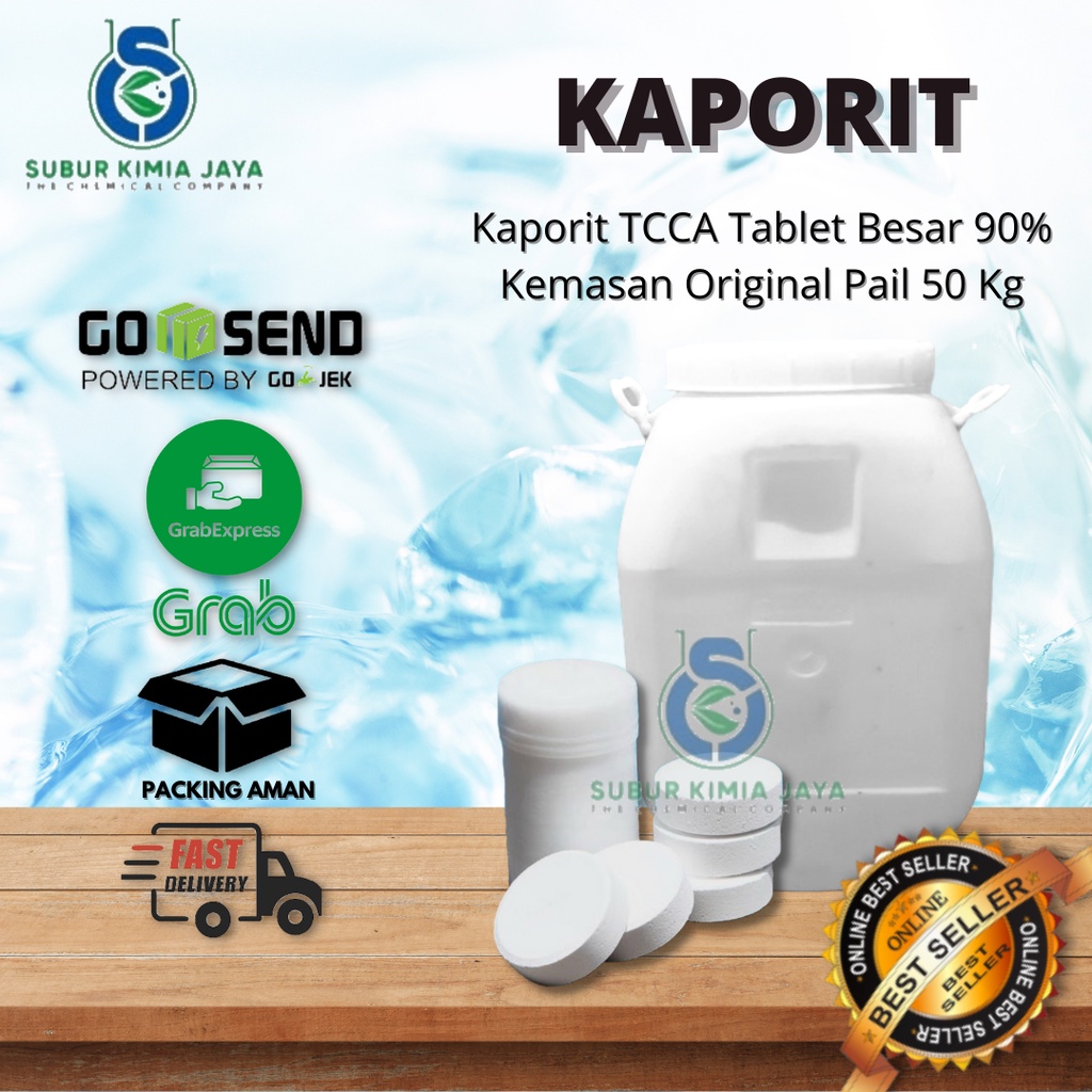 

KAPORIT TABLET BESAR 90% TCCA 50 KG 1 PAIL/ Penjernih Air Premium