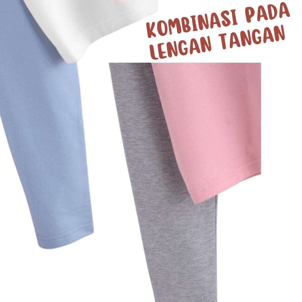 JBF Baju Setelan Remaja Korea / Baju Set Cewek Crop Hoodie Kombinasi Dan Panjang Jogger Rainbow