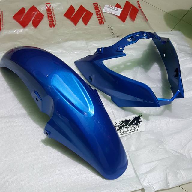 spakbor depan satria fu facelift biru gp dan Batok lampu satria fu facelift biru gp original sgp