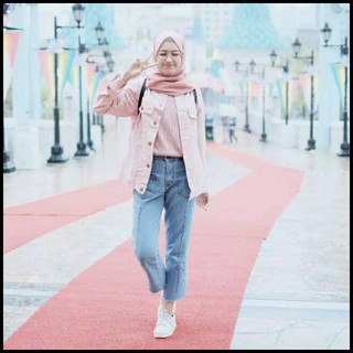  celana  wanita  boyfriend  jeans  plain  kantong depan 206 