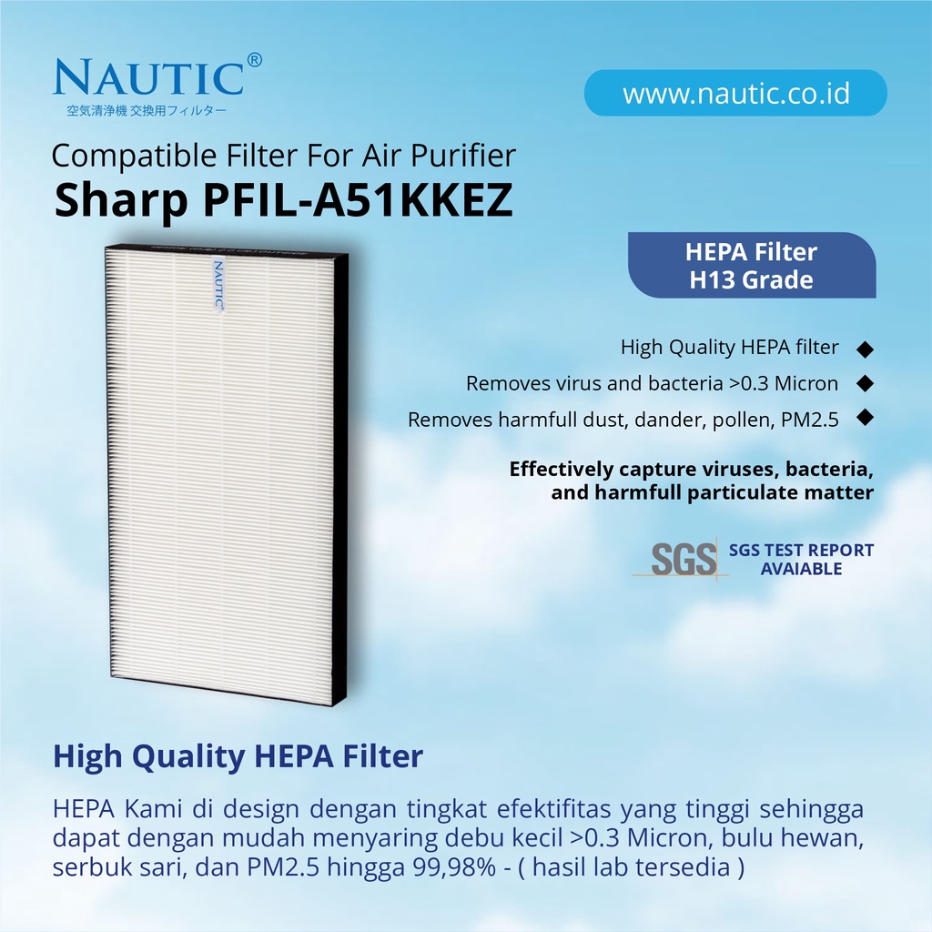 Hepa Filter untuk Sharp FP-J80 FP-J80Y/TA FP-J60 FP-J60Y/TA - Filter hepa FP-J60Y-W  FP-J80Y-H