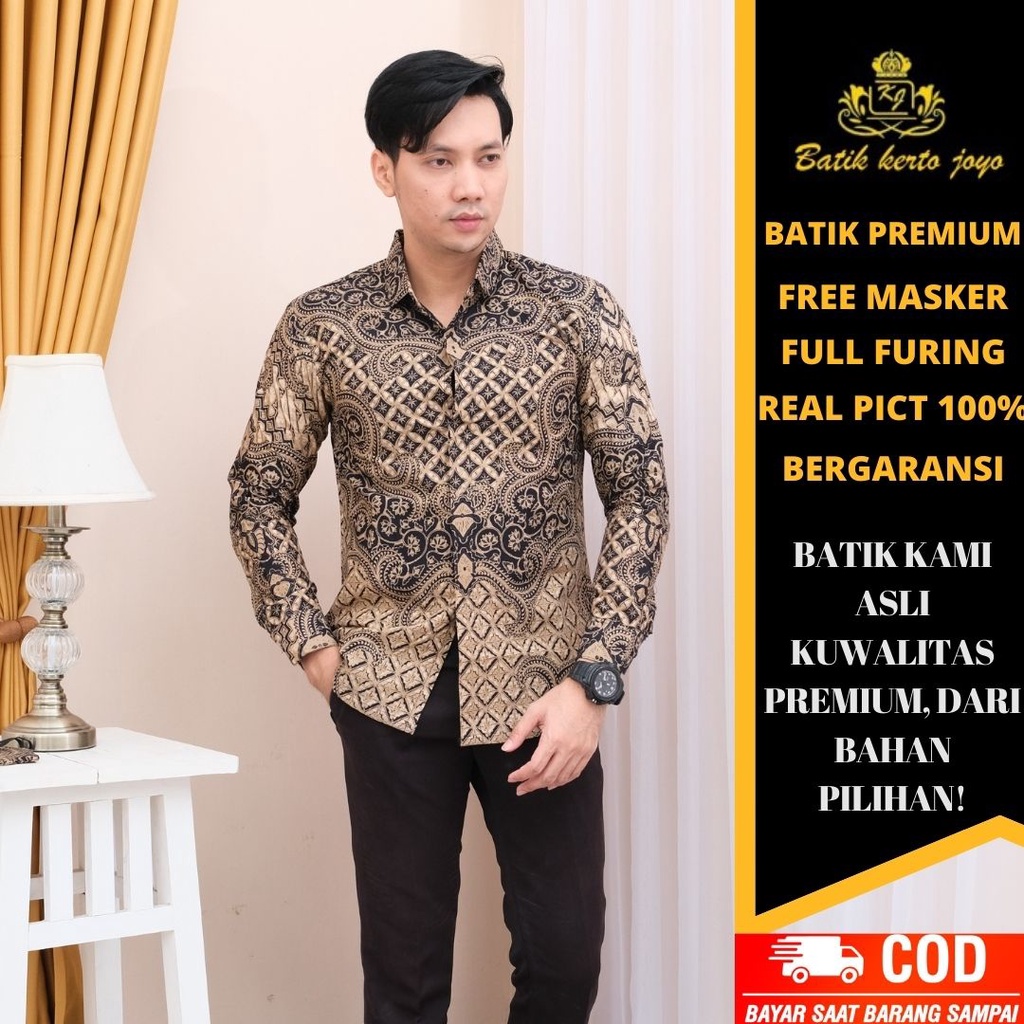 Batik pria modern slimfit Baju Batik Pria Lengan Panjang slimfit baju batik pria Slimfit premium baju seragam BATIK KERTOJOYO KJ007 kemeja batik pria lengan panjang full furing baju batik alisan pria Kemeja batik slimfit batik premium laskala PRABUSENO