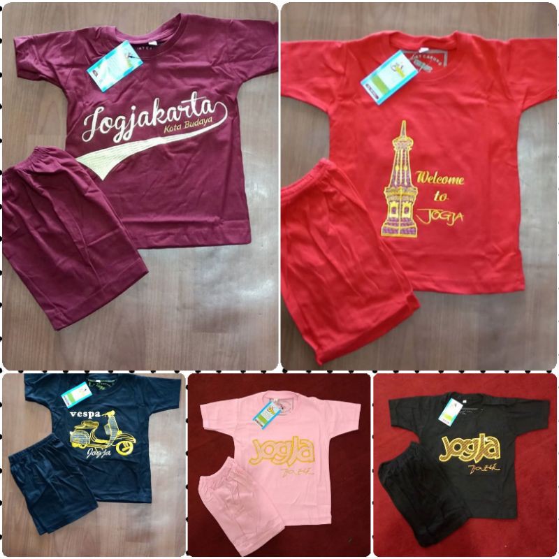 KAOS JOGJA BORDIR MERK CAPUNG ORIGINAL UKURAN ANAK-ANAK USIA 1-12TH BAHAN KATUN LENGAN PENDEK