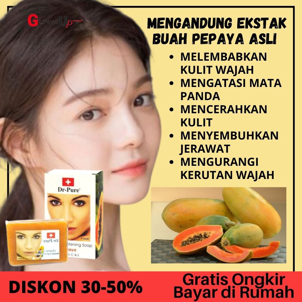 SABUN WAJAH PEMUTIH DR PURE PAPAYA BEAUTY BRIGHTENING SOAP ORIGINAL BPOM - SABUN PEPAYA