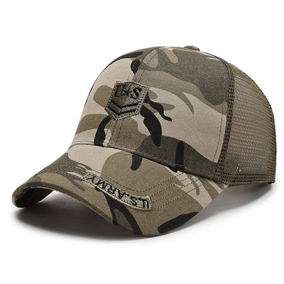 Topi Baseball Pria / Wanita Motif Camo Army Bahan Mesh Breathable Untuk Musim Panas / Outdoor / Olahraga