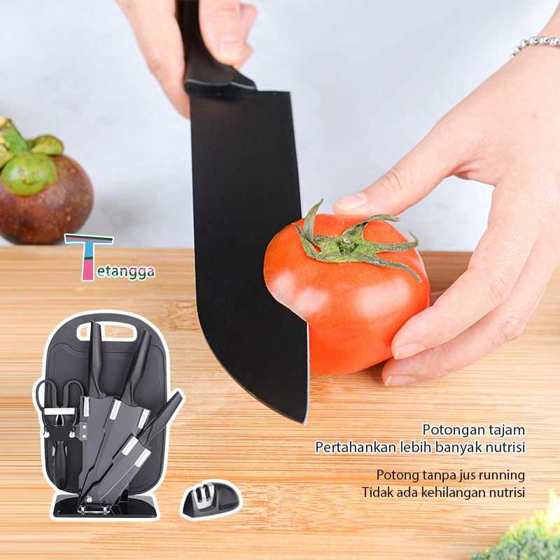 PISAU DAPUR / KITCHEN KNIFE SET 8 IN 1 Keramik Set +Rautan + Talenan TETANGGA VS-1816