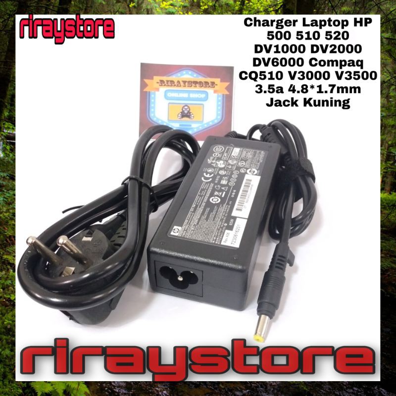 Adaptor Charger Laptop HP Compaq V3000 500 520 CQ510 18.5V 3.5A Ori Pin Kuning