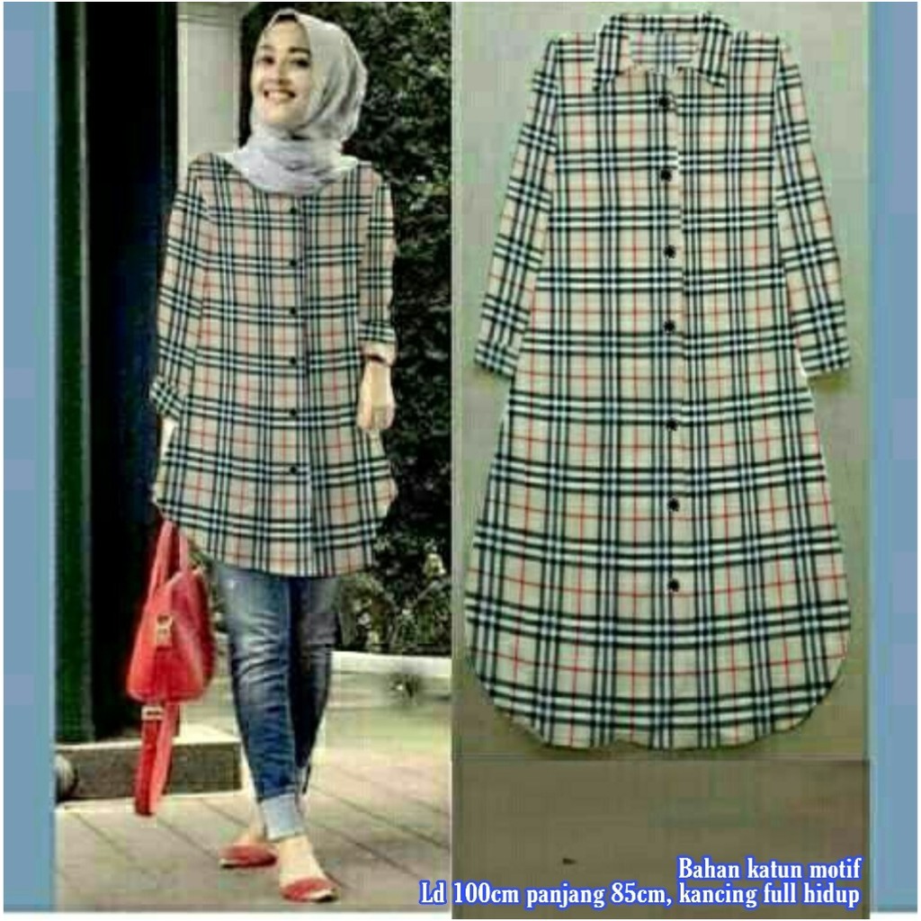 [VLFK] Tunik Terbaru Wanita / Tunik Terbaru Korea / Tunik Korea / Tunik Kotak Kotak