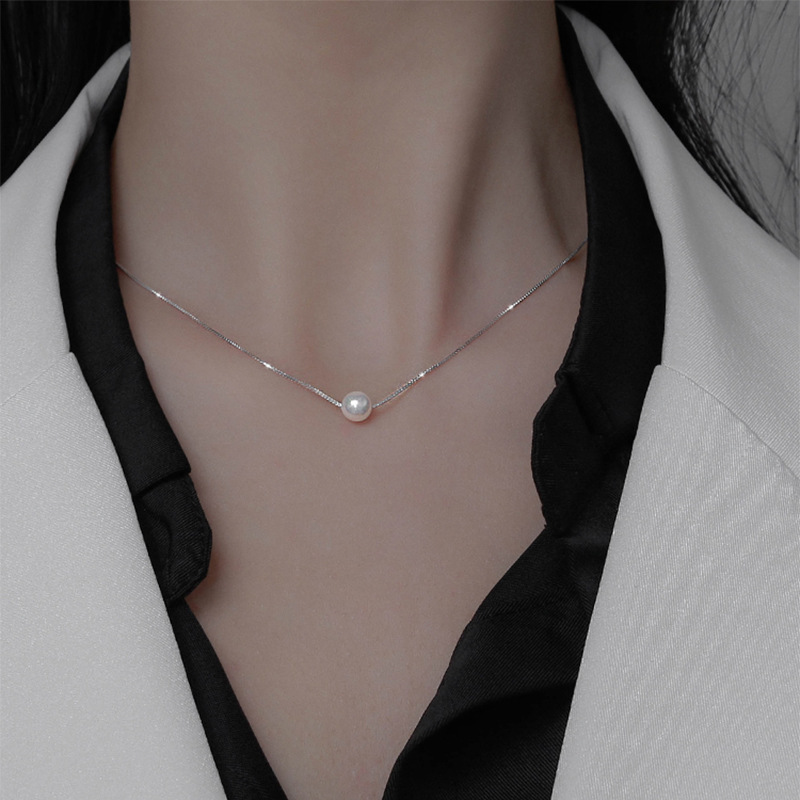 Kalung Choker Rantai Klavikula Hias Liontin Mutiara Warna Permen Untuk Wanita