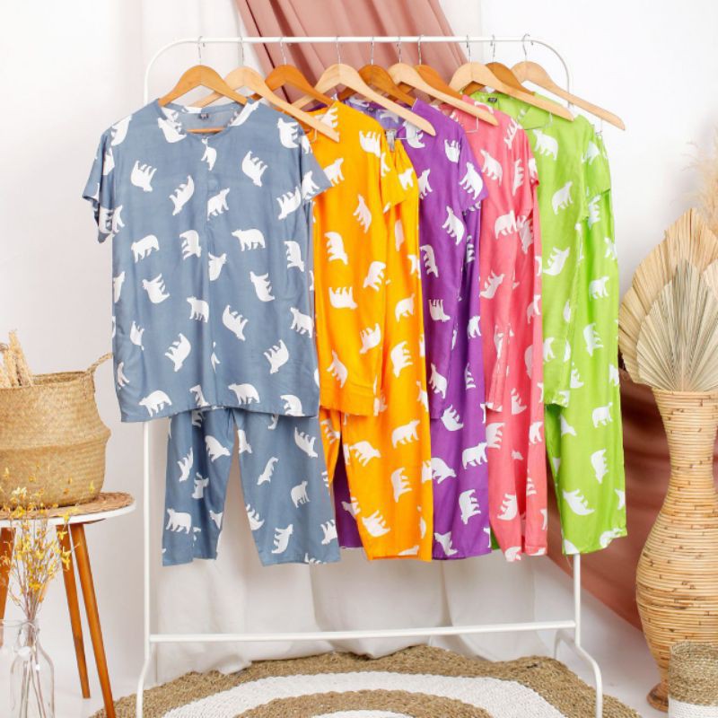 one set polarbear by banez ECER GROSIR TERMURAH SEINDONESIA piyama busui friendly setcel best seller-5