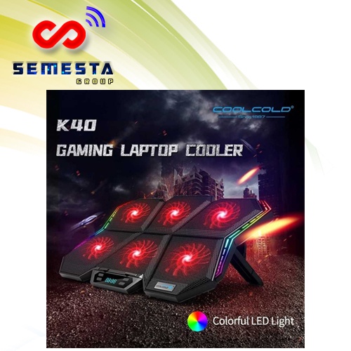 COOLCOLD K40 Notebook Cooler Pad Laptop RGB Ultra Thin Radiator Cooling Base - Hitam