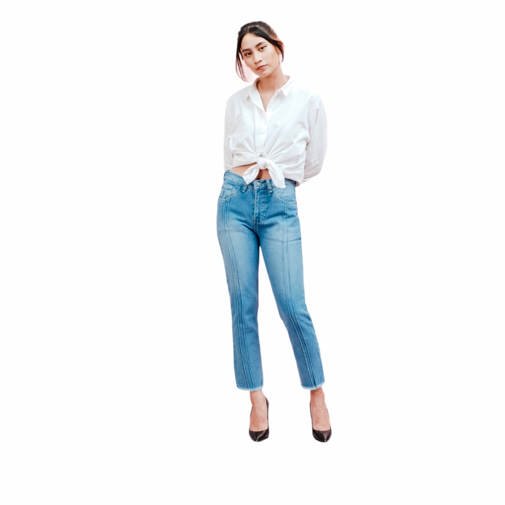 Bunbe - Highwaist Boyfriend Jeans Twoline Spray Emma Watson