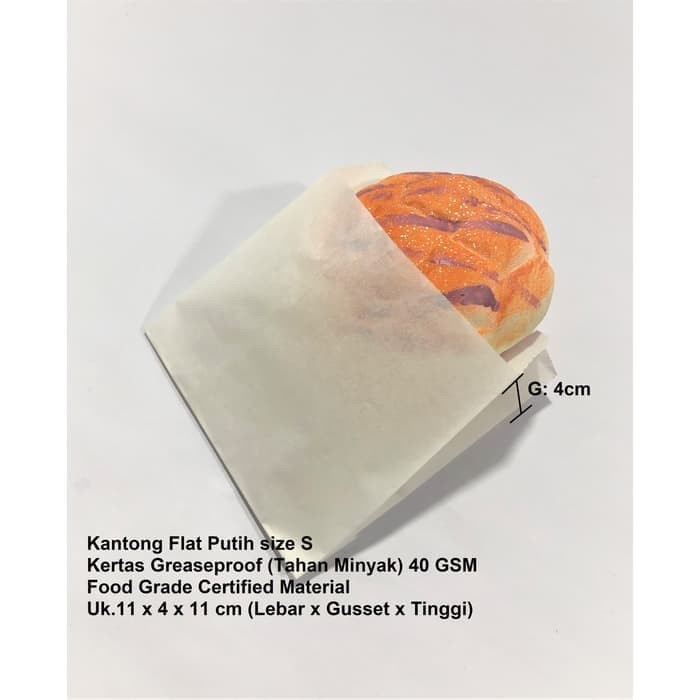 

PROMO Kantong Flat Kantong Kertas Putih 11x4x11 (S) Anti Minyak Greaseproof